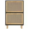 Fekete szerelt fa és természetes rattan cipőszekrény 52x25x80cm