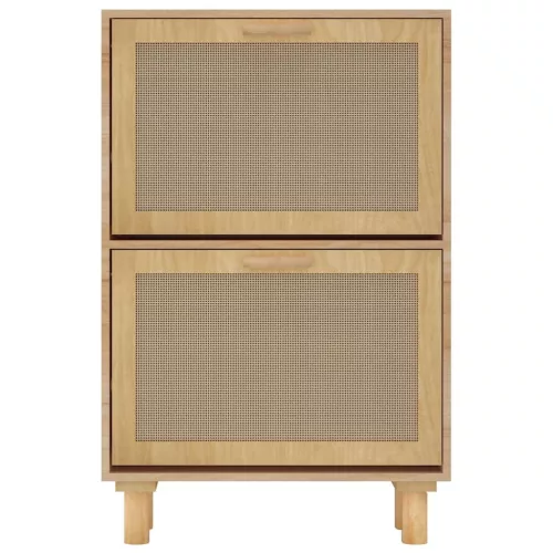 Barna szerelt fa és természetes rattan cipőszekrény 52x25x80 cm