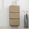 Fekete szerelt fa és természetes rattan cipőszekrény 52x25x80cm