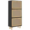 Fekete szerelt fa és természetes rattan cipőszekrény 52x25x80cm