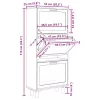 Fekete szerelt fa és természetes rattan cipőszekrény 52x25x80cm