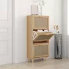 Barna szerelt fa és természetes rattan cipőszekrény 52x25x80 cm