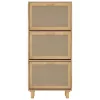Barna szerelt fa és természetes rattan cipőszekrény 52x25x80 cm