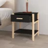 2 db fekete szerelt fa ágy melletti asztal 42 x 38 x 45 cm