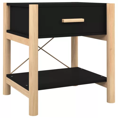 2 db fekete szerelt fa ágy melletti asztal 42 x 38 x 45 cm