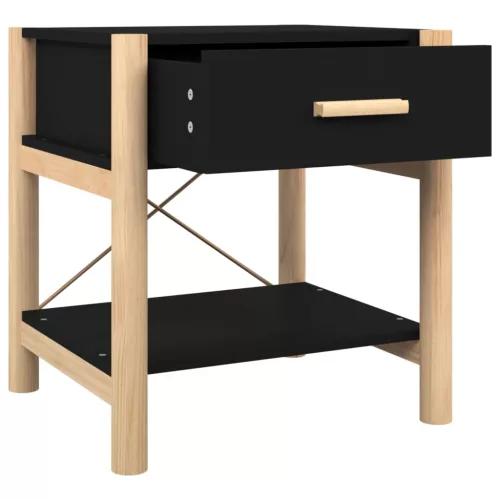 2 db fekete szerelt fa ágy melletti asztal 42 x 38 x 45 cm