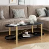 Fekete szerelt fa dohányzóasztal 110x48x40 cm