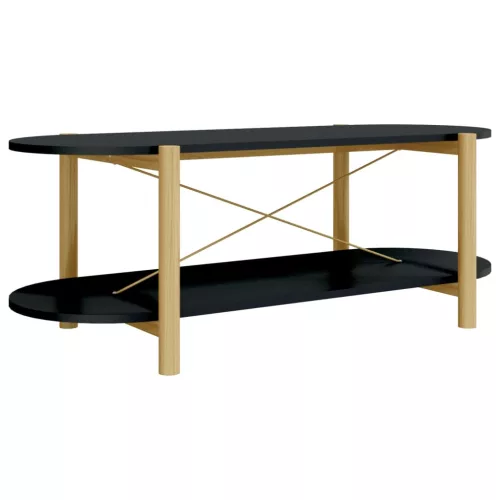 Fekete szerelt fa dohányzóasztal 110x48x40 cm