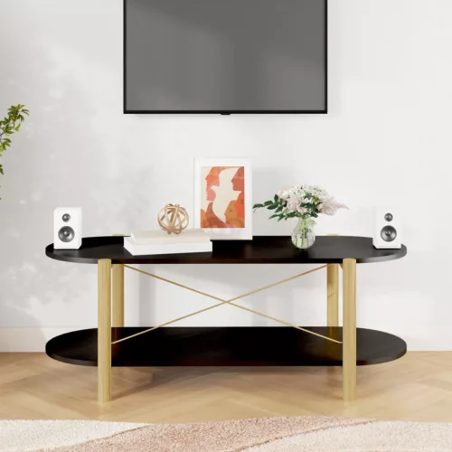 Fekete szerelt fa dohányzóasztal 110x48x40 cm