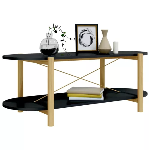 Fekete szerelt fa dohányzóasztal 110x48x40 cm