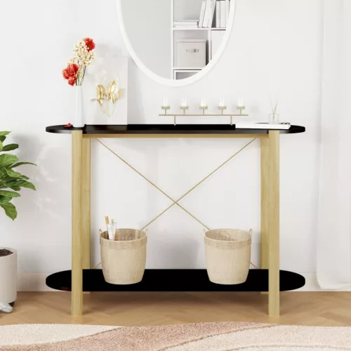Fekete szerelt fa tálalóasztal 110 x 38 x 75 cm