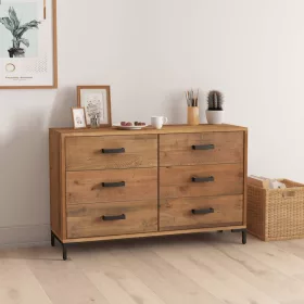   Barna tömör újrahasznosított fenyőfa tálalószekrény 110x35x70cm