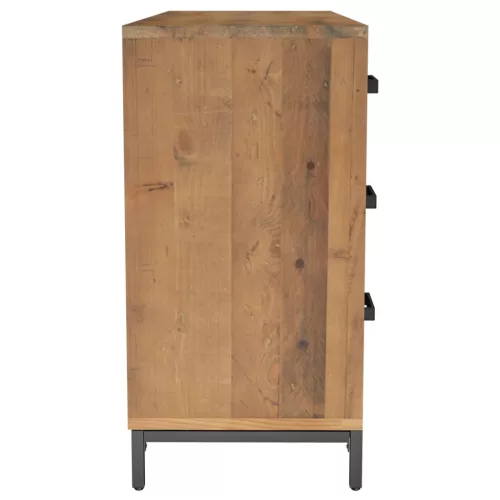 Barna tömör újrahasznosított fenyőfa tálalószekrény 110x35x70cm