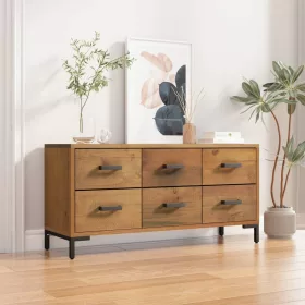   Barna tömör újrahasznosított fenyőfa tárolópad 110 x 35 x 45 cm
