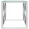 Üveg és rozsdamentes acél dohányzóasztal 110x45x45 cm