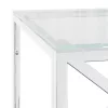 Üveg és rozsdamentes acél dohányzóasztal 110x45x45 cm