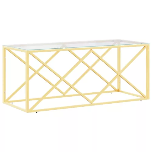 Üveg és rozsdamentes acél dohányzóasztal 110x45x45 cm