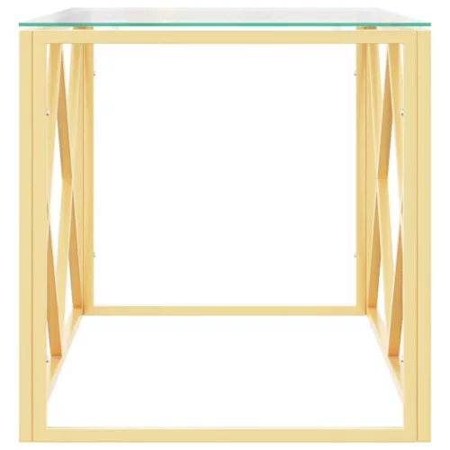 Üveg és rozsdamentes acél dohányzóasztal 110x45x45 cm