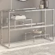 Ezüstszínű rozsdamentes acél és edzett üveg tálalóasztal