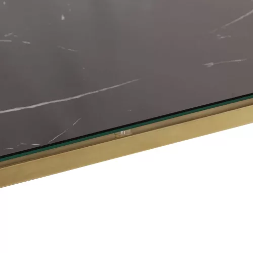 Aranyszínű rozsdamentes acél és edzett üveg dohányzóasztal