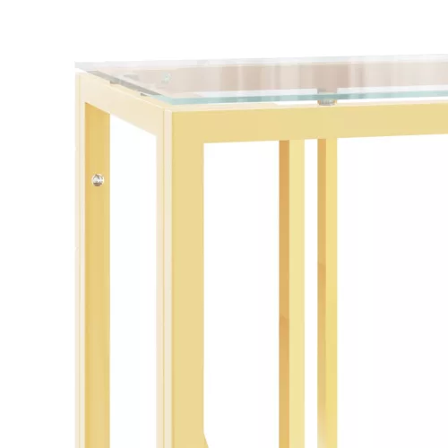 Üveg és rozsdamentes acél tálalóasztal 110x30x70 cm