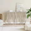 Ezüstszínű üveg és rozsdamentes acél tálalóasztal 110x30x70 cm