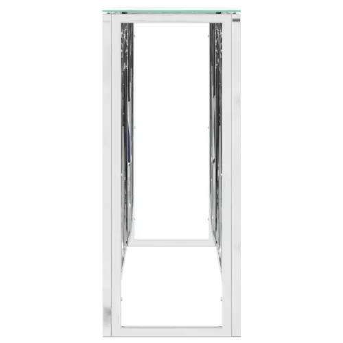 Ezüstszínű üveg és rozsdamentes acél tálalóasztal 110x30x70 cm