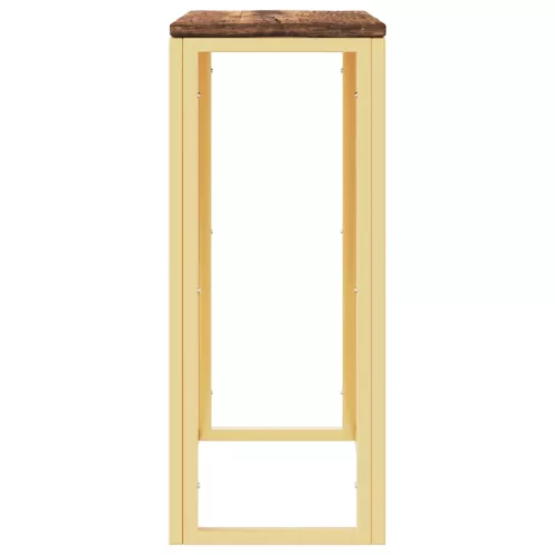 Aranyszínű rozsdamentes acél és tömör fa tálalóasztal