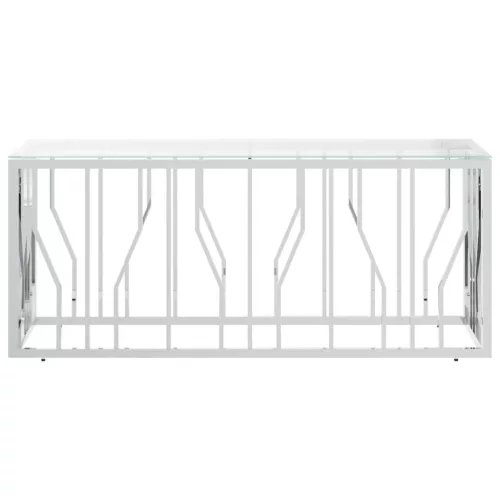 Üveg és rozsdamentes acél dohányzóasztal 110x45x45 cm