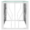 Üveg és rozsdamentes acél dohányzóasztal 110x45x45 cm