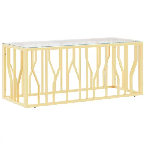 Üveg és rozsdamentes acél dohányzóasztal 110x45x45 cm