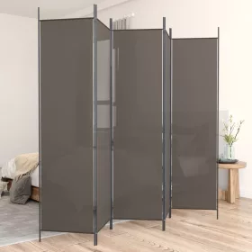   5 paneles antracitszürke szövet térelválasztó 250x200 cm