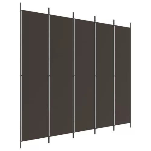 5 paneles barna szövet paraván 250 x 220 cm
