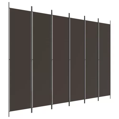 6 paneles barna szövet paraván 300 x 220 cm