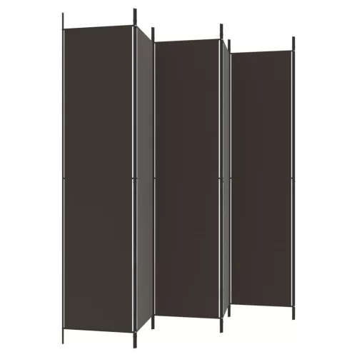 6 paneles barna szövet paraván 300 x 220 cm