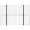 Fehér 5 paneles paraván 250x180 cm szövet