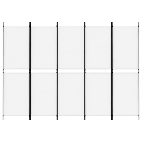 Fehér 5 paneles paraván 250x180 cm szövet