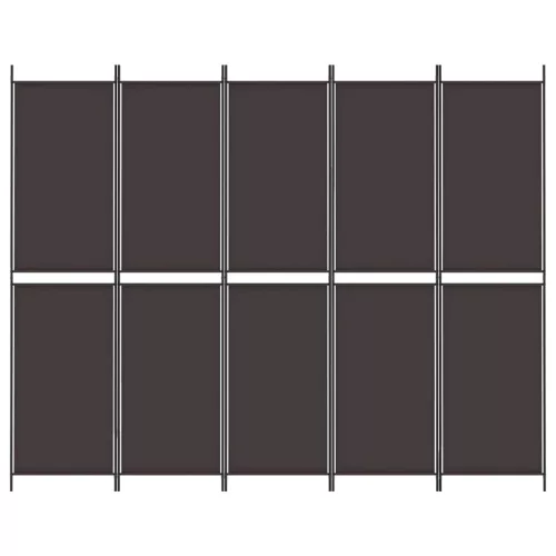 5 paneles barna szövet paraván 250x200 cm