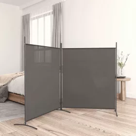   2 paneles antracitszürke szövet térelválasztó 348 x 180 cm