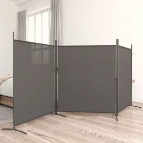   3 paneles antracitszürke szövet térelválasztó 525x180 cm
