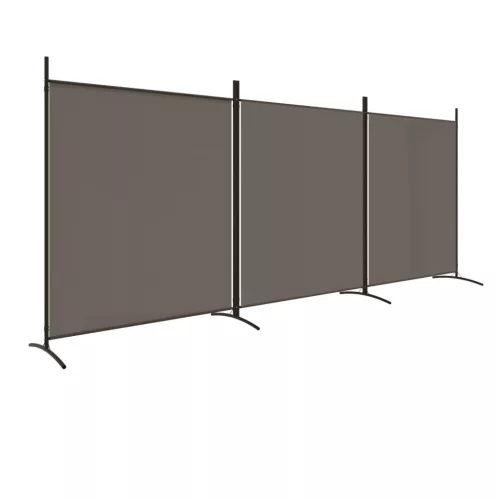 3 paneles antracitszürke szövet térelválasztó 525x180 cm