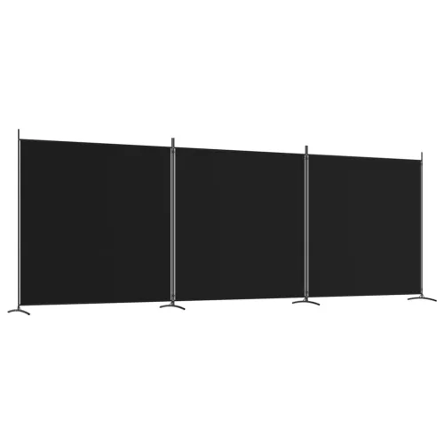 3 paneles fekete szövet térelválasztó 525x180 cm