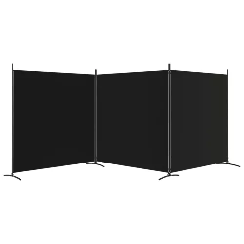 3 paneles fekete szövet térelválasztó 525x180 cm