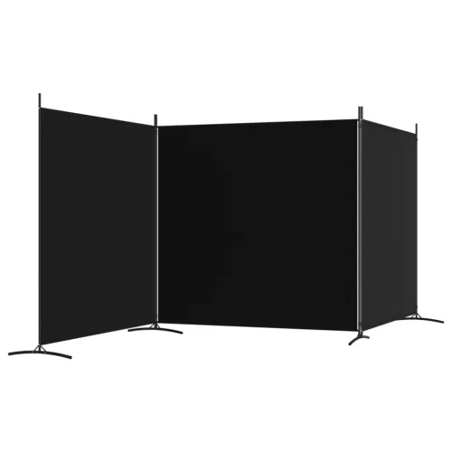 3 paneles fekete szövet térelválasztó 525x180 cm
