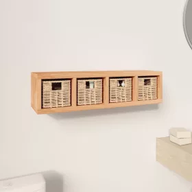 Tömör diófa falipolc kosarakkal 62 x 18 x 16 cm