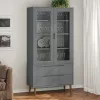 MOLDE szürke tömör fenyőfa vitrin szekrény 90 x 35 x 175 cm