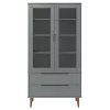 MOLDE szürke tömör fenyőfa vitrin szekrény 90 x 35 x 175 cm