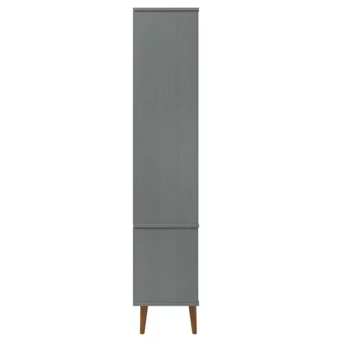 MOLDE szürke tömör fenyőfa vitrin szekrény 90 x 35 x 175 cm