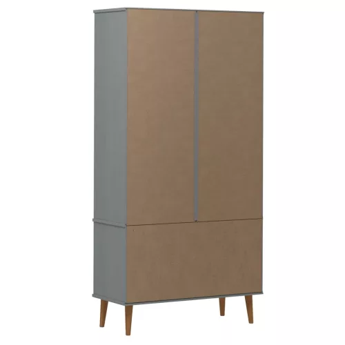 MOLDE szürke tömör fenyőfa vitrin szekrény 90 x 35 x 175 cm