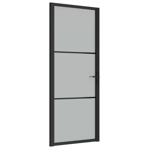 Fekete matt üveg és alumínium beltéri ajtó 83 x 201,5 cm